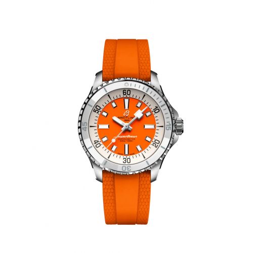 SuperOcean Automatic 36 Stainless Steel / Orange / Rubber thumb