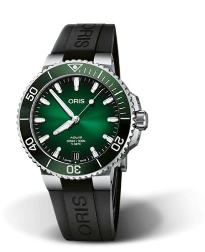 Aquis Date Calibre 400 41.5 Stainless Steel / Green / Rubber thumb