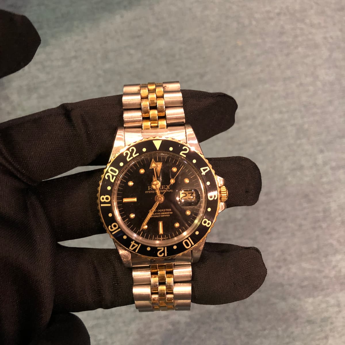 Rolex GMT Master 1675 Black Nipple Gilt Dial thumb