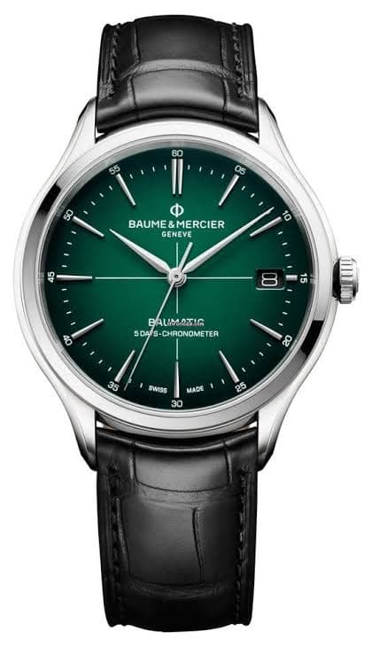 Clifton Baumatic Stainless Steel / Green / Strap / COSC
