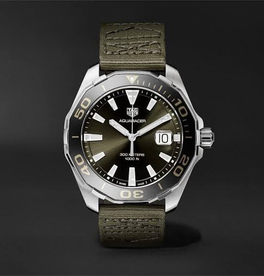 Aquaracer 300M Quartz 43 Stainless Steel / Green / Military / Strap thumb