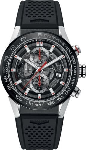 Carrera Calibre Heuer 01 43 Stainless Steel / Black Ceramic / Skeleton / Rubber