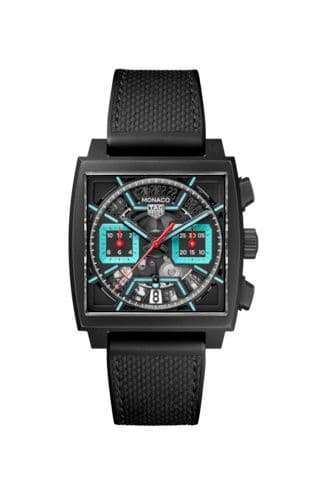 Monaco Calibre Heuer 02 Titanium DLC / Skeleton - Turquoise