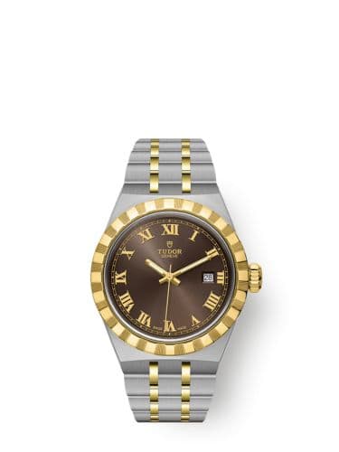 Royal Date 28 Stainless Steel / Yellow Gold / Chocolate - Roman