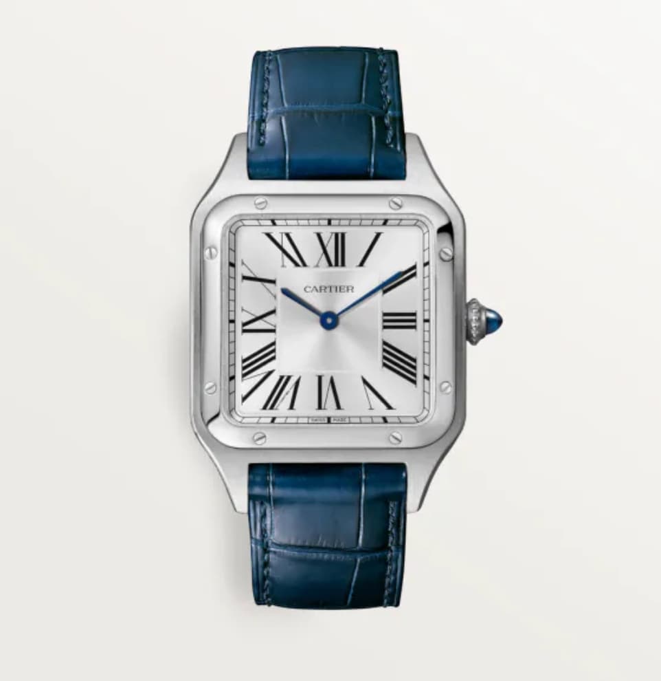 Santos Dumont Large / Blue Alligator Strap