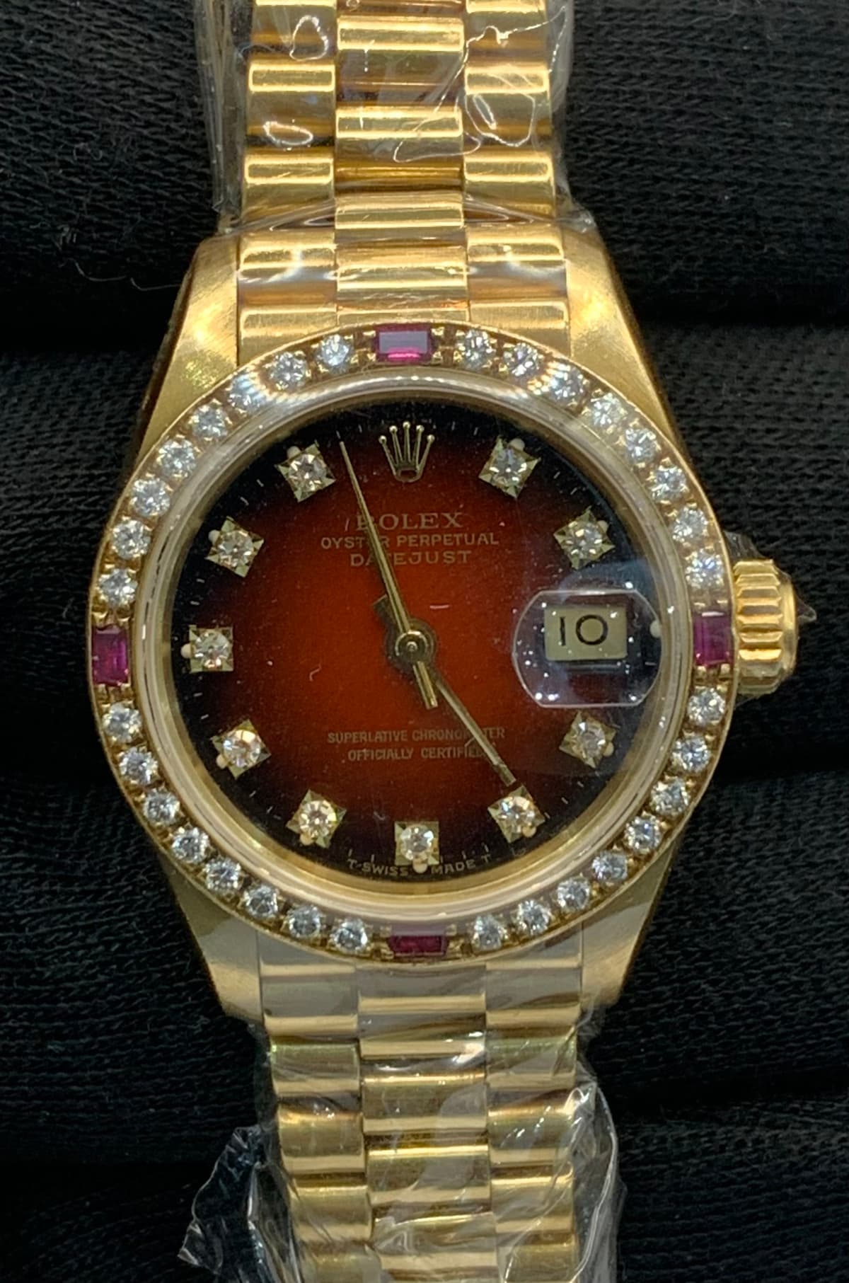 Datejust 26 Yellowgold Red Vignette Factory Ruby Diamond Bezel thumb