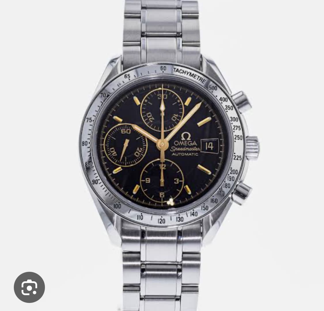 Speedmaster Date Stainless Steel / Black / Bracelet / Golden Chronograph Hands thumb