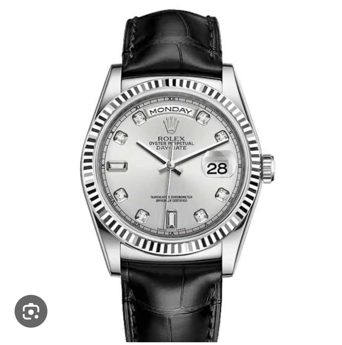 Day-Date 36 White Gold / Diamond / Strap / Black