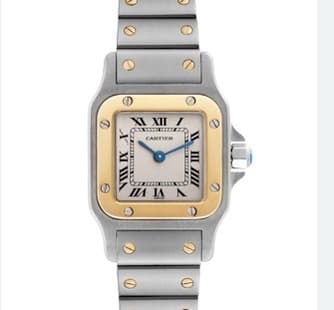 Santos Galbee Two Tone Yellow Gold White Dial