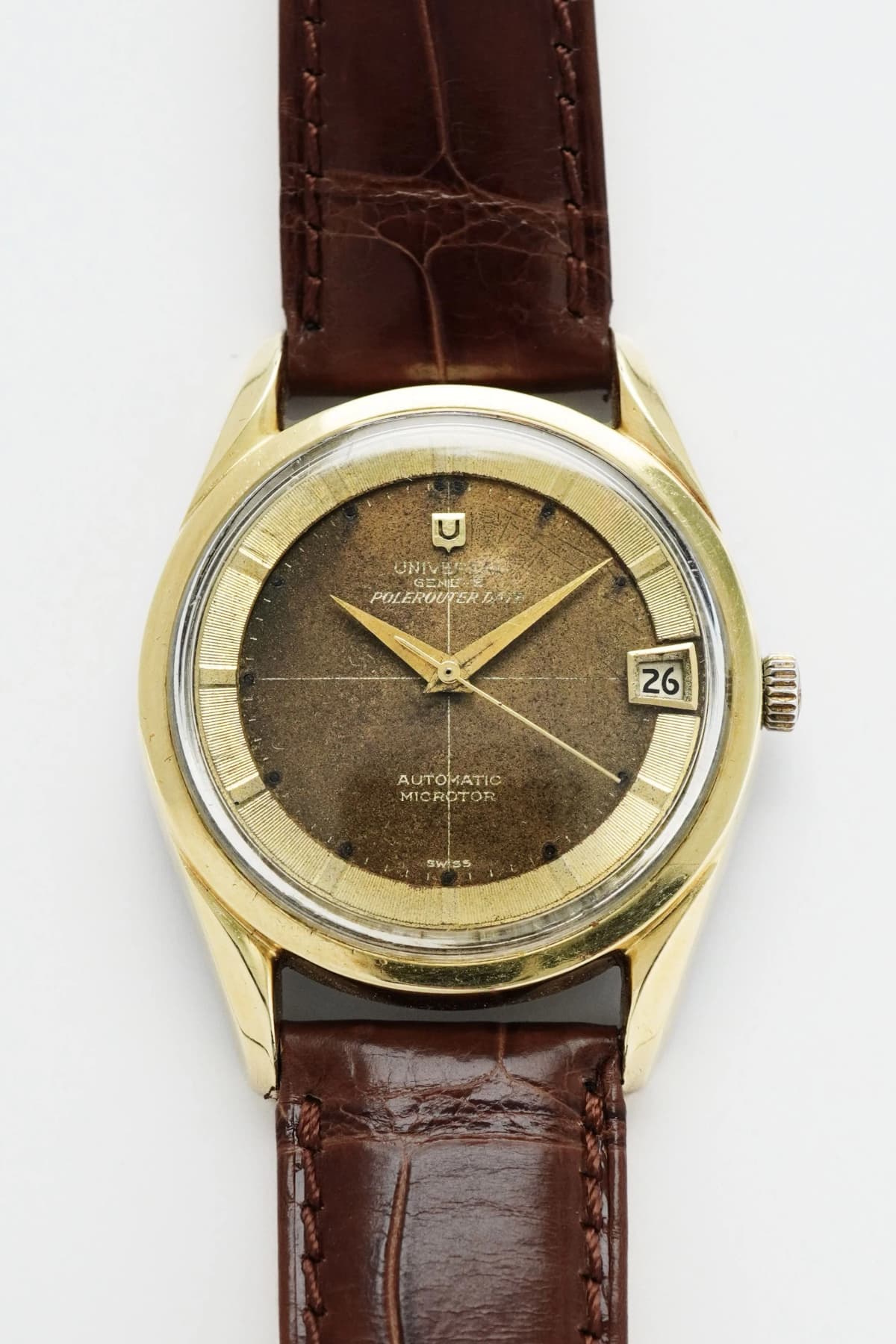 Universal Genève Polerouter Date Ref. 204504/2 Tropical Choco Crosshair Dial thumb