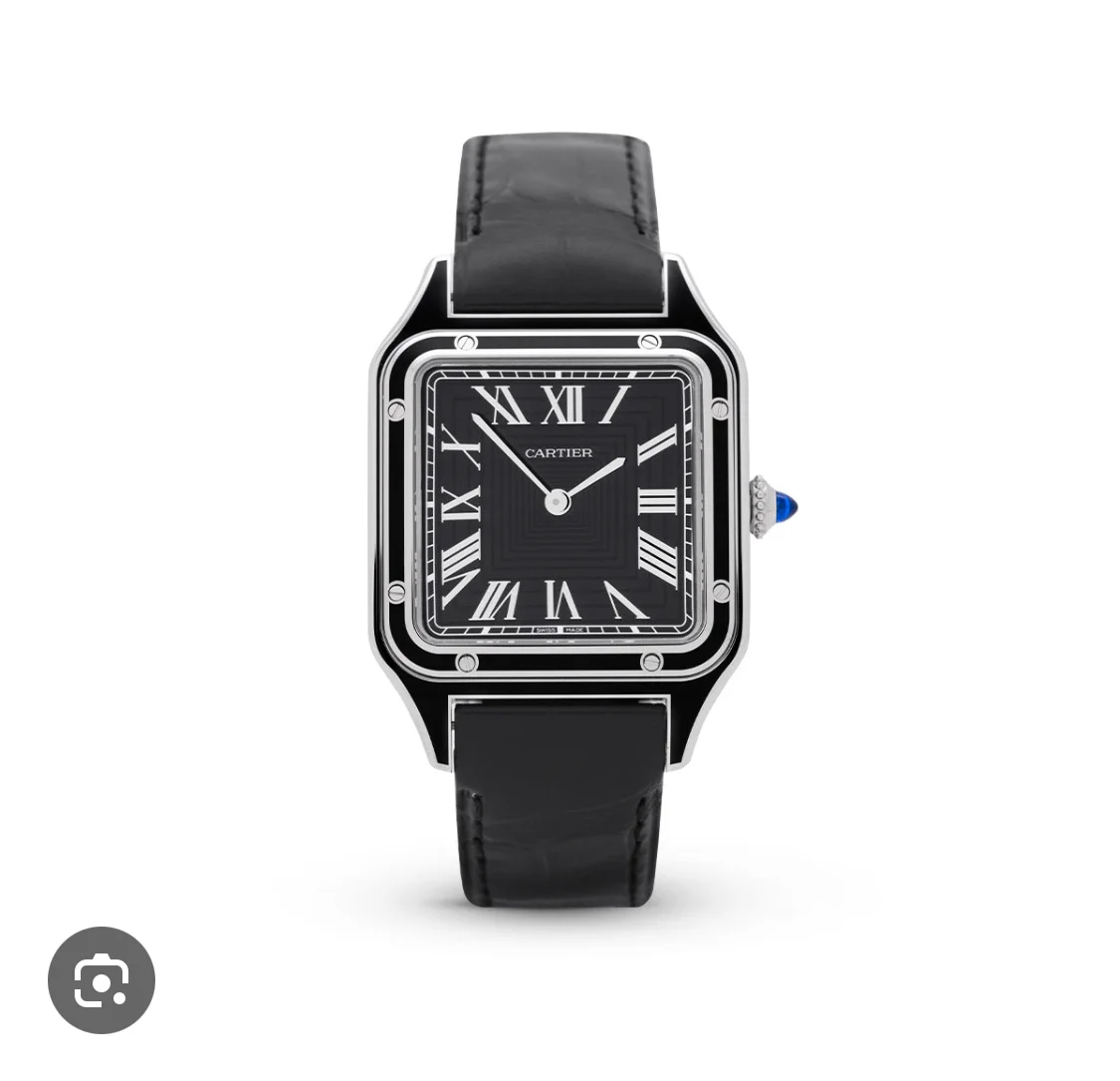 Santos Dumont Stainless Steel / Black Lacquer