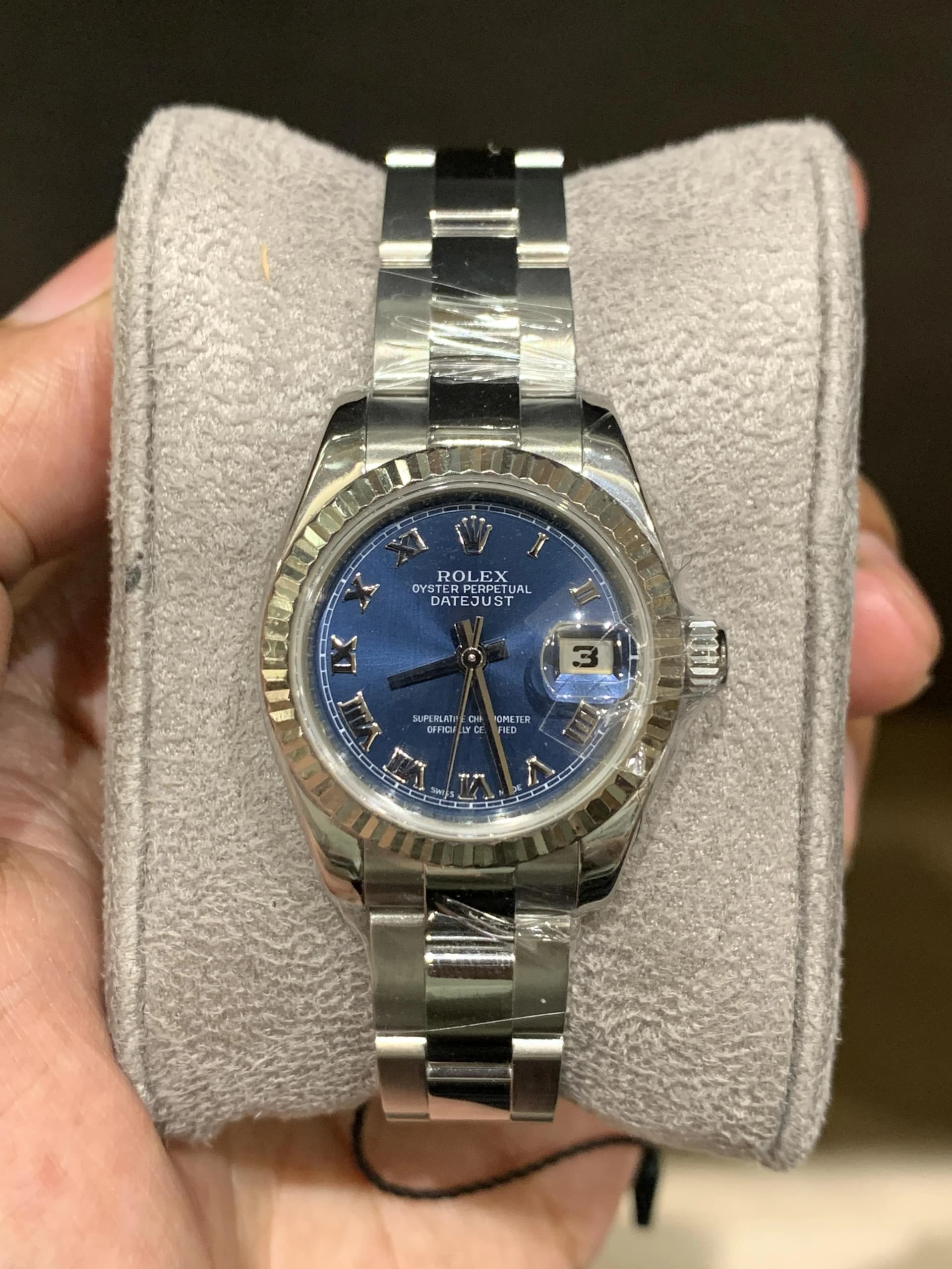 Lady-Datejust 26 Fluted Blue Roman Oyster
