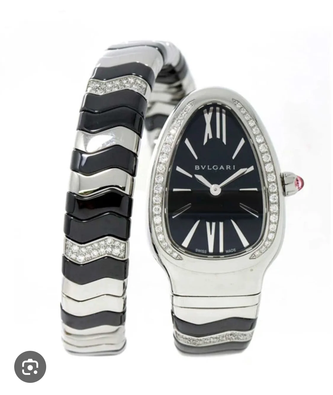 Serpenti 2 Row Stainless Steel / Black Diamond thumb