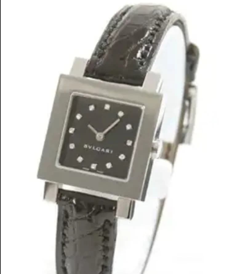 Quadrato Ladies Stainless Steel / Black-Diamond