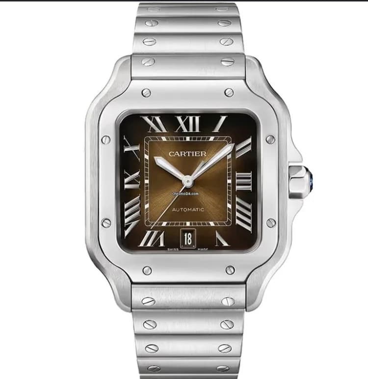 Santos Large Automatic Stainless Steel / Brown