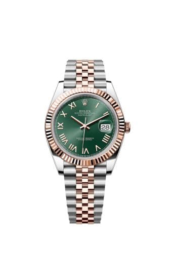 Datejust 41 Stainless Steel - Everose - Fluted / Mint Green Roman / Jubilee