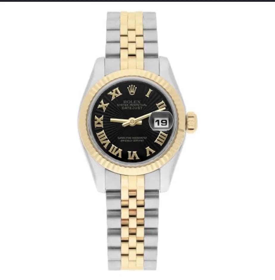 Lady-Datejust 26 Rolesor Fluted Black Roman Jubilee