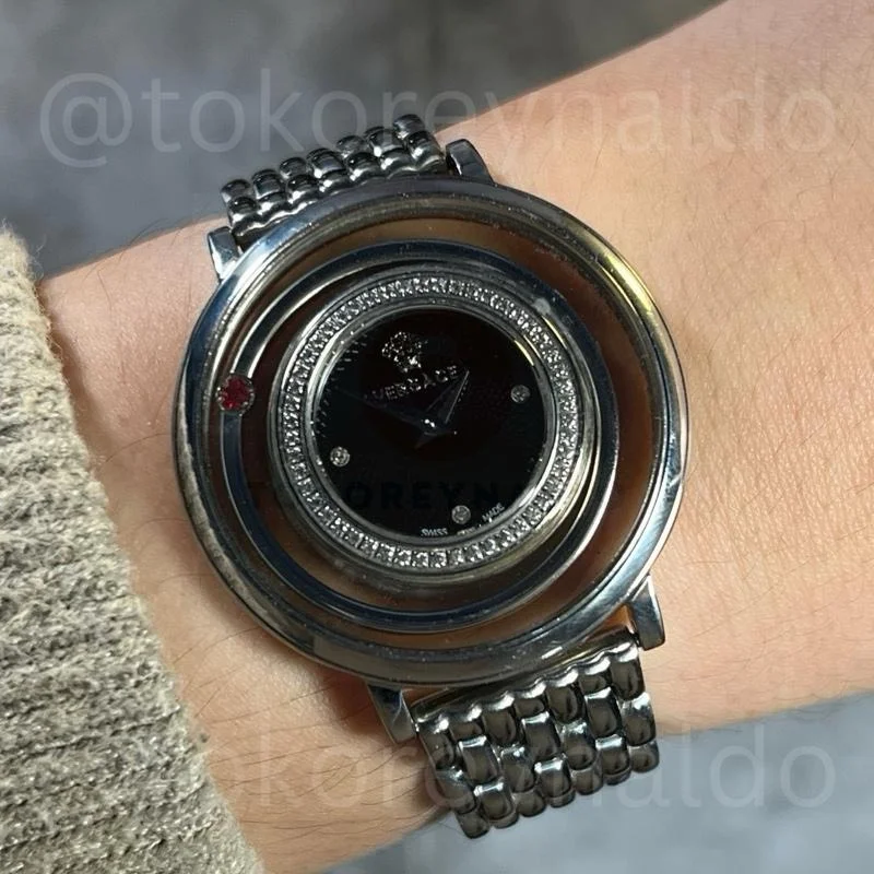 Versace Venus A9Q VFH Stainless Steel Black Dial with Diamond & Red Blazing Topaz (LX2166)