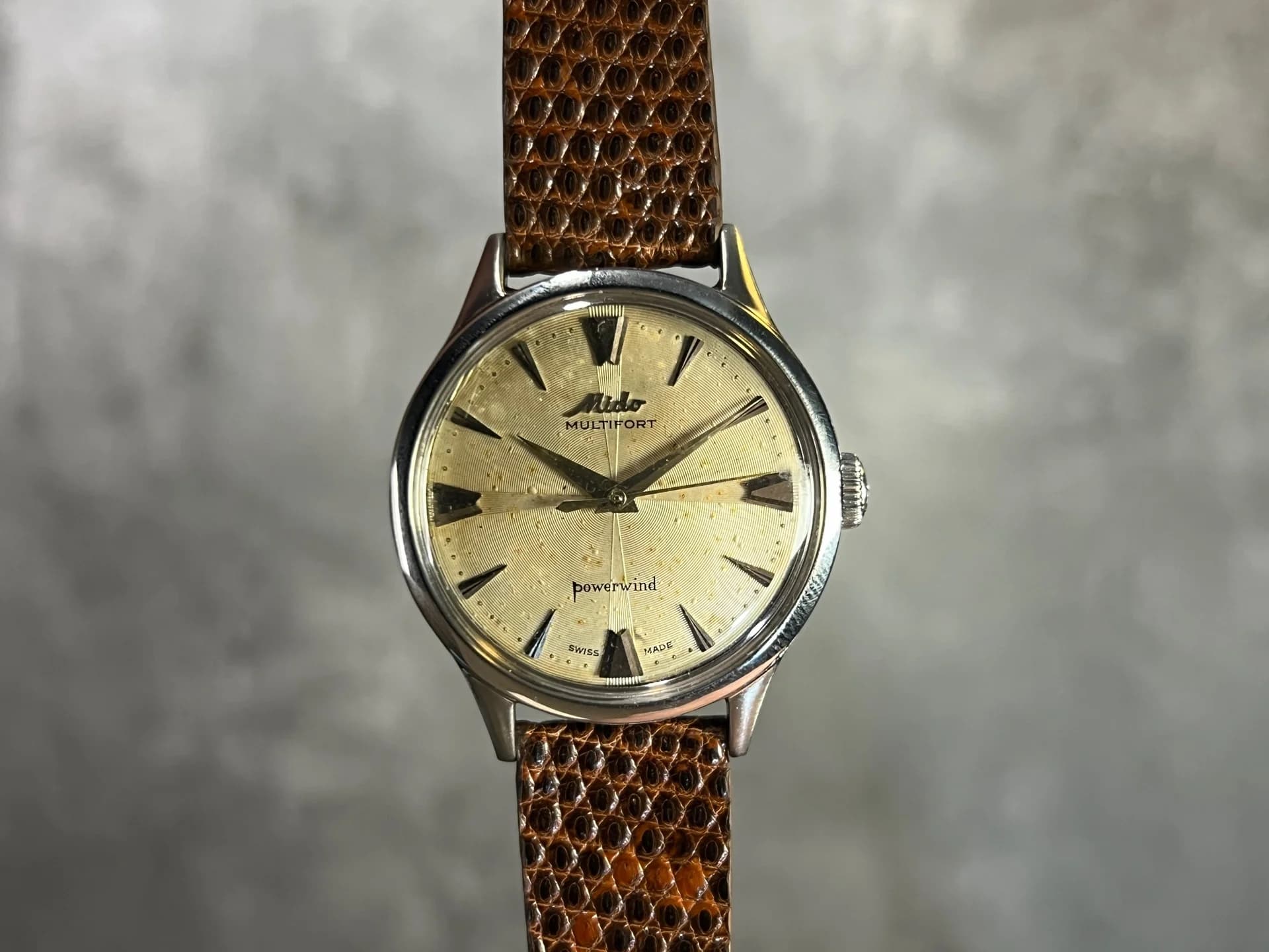 Mido Multifort Powerwind Rare Large Size Cream Pattern Dial LX2403