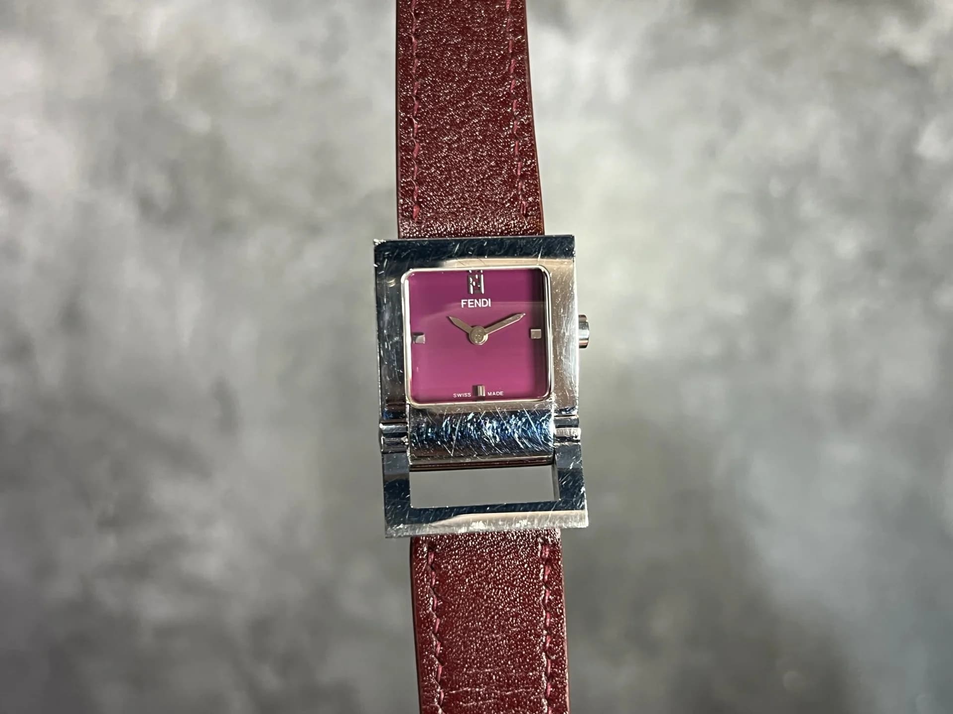 Fendi 007-5200L-100 Square Stainless Steel Purple Dial