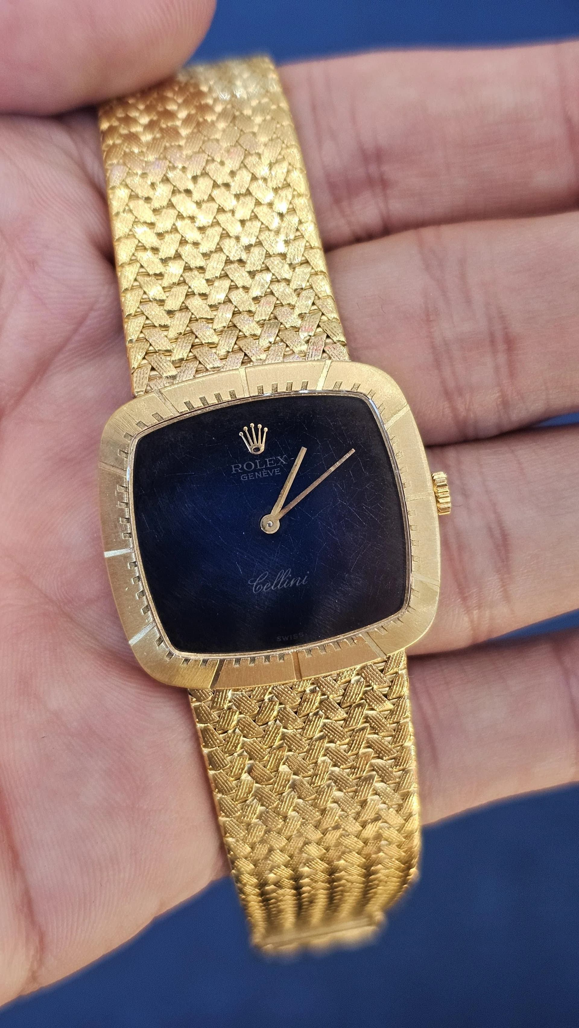 Cellini 4084 Yellow Gold Integrated Bracelet / Blue Vignette