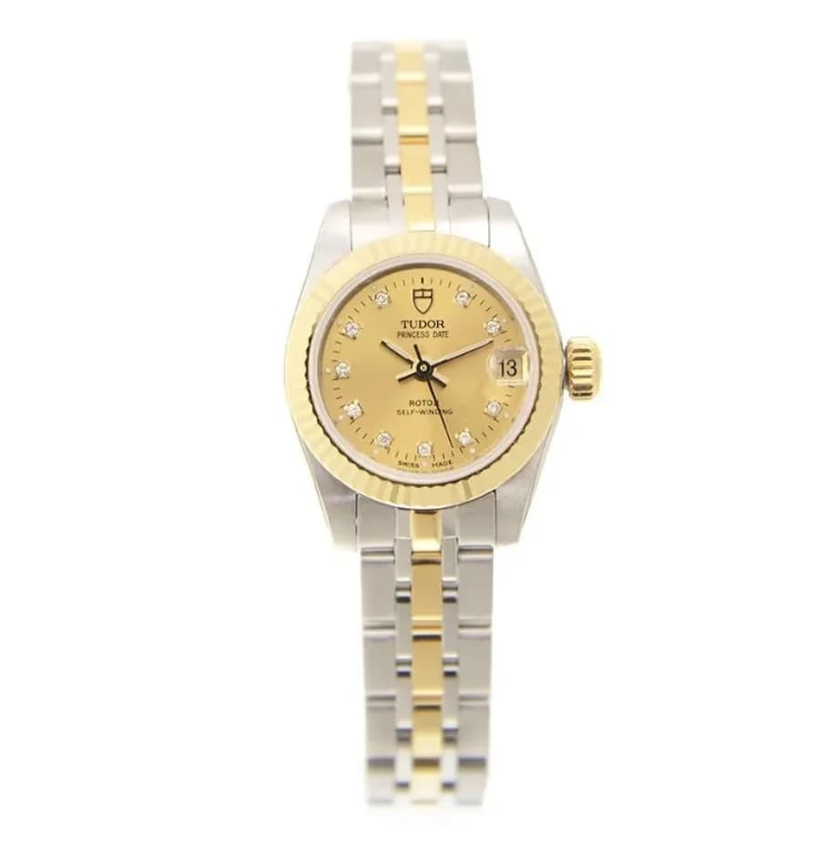 Princess Oysterdate Stainless Steel - Yellow Gold / Champagne - Diamond