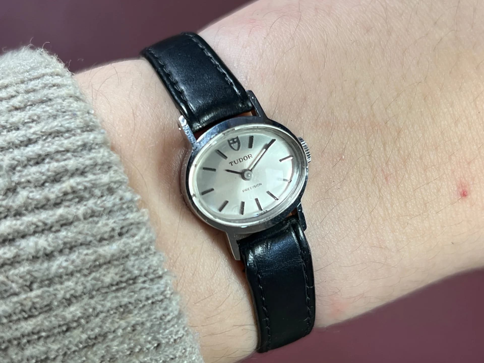 VINTAGE TUDOR PRECISION  MINI OVAL SILVER DIAL