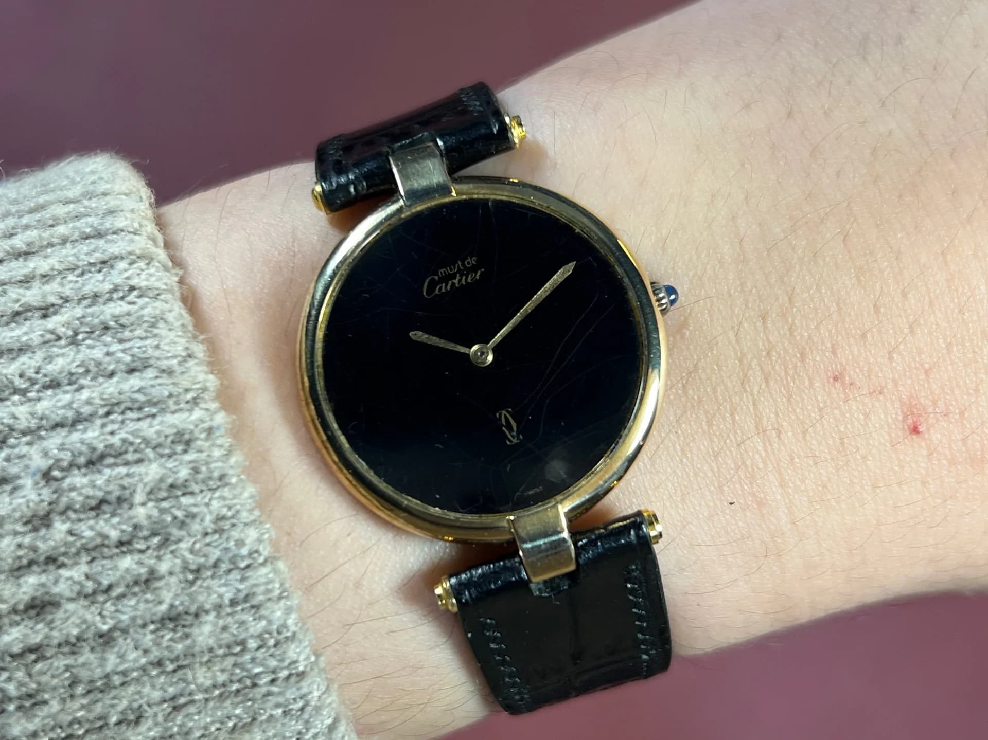 VINTAGE CARTIER VENDOME LM  VERMEIL BLACK SPIDER DIAL