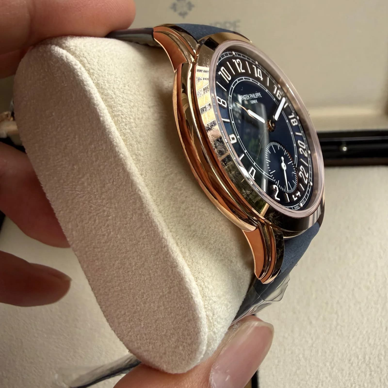 Thumb Calatrava Travel Time 24-Hour Rose Gold / Blue