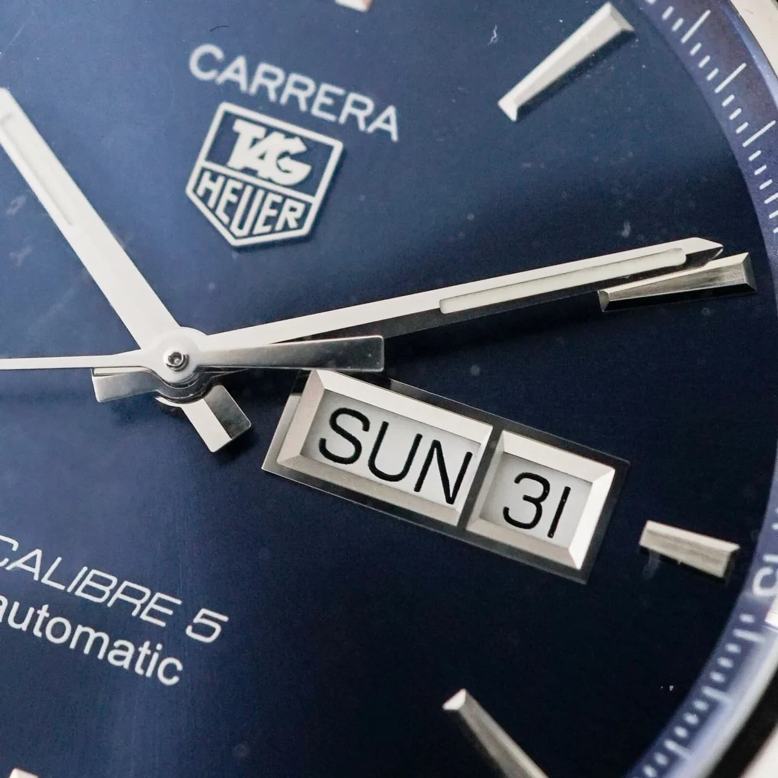 Thumb Carrera Calibre 5 Day-Date Blue Dial Steel Bracelet
