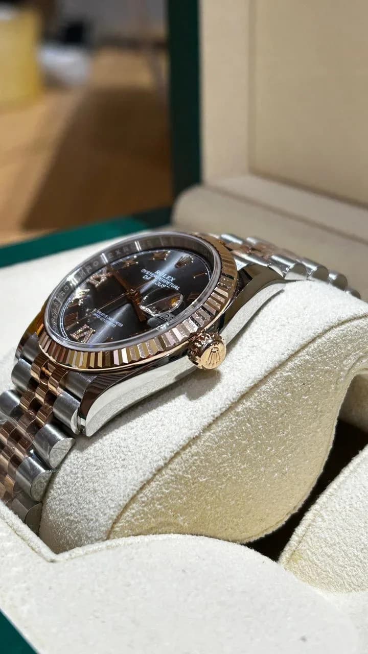 Thumb Datejust 36 Stainless Steel / Everose / Fluted / Slate Roman Diamond / Jubilee