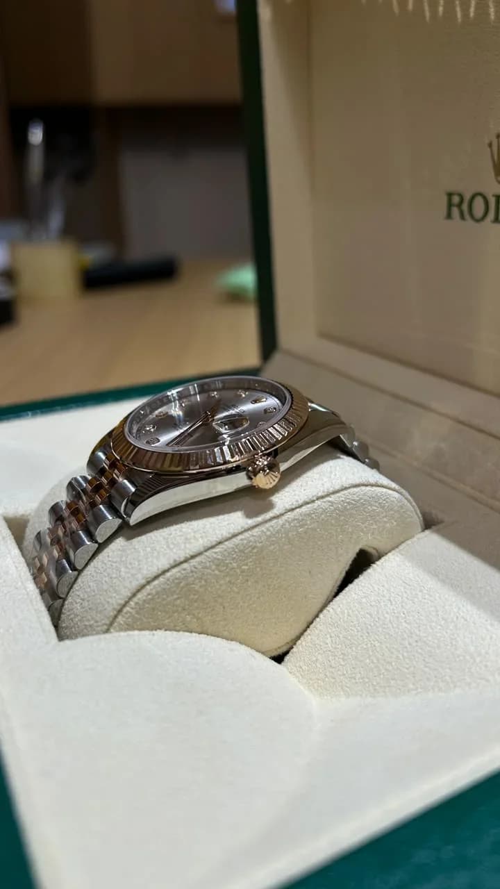 Thumb Datejust 41 Rolesor Everose Fluted / Jubilee / Sundust - Diamond
