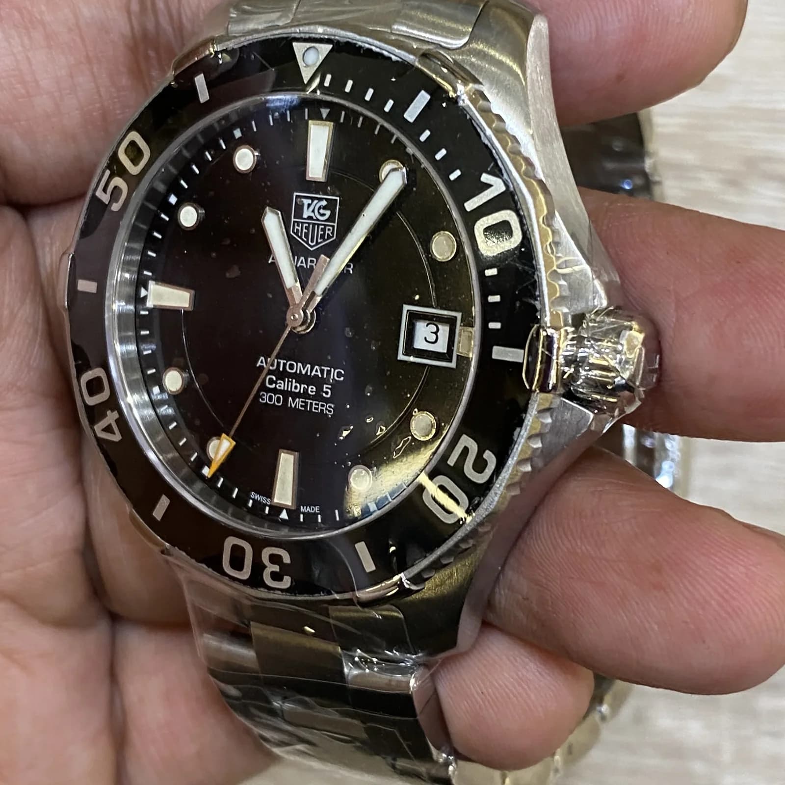 Thumb Aquaracer 300M Calibre 5 41 Stainless Steel / Black / Bracelet