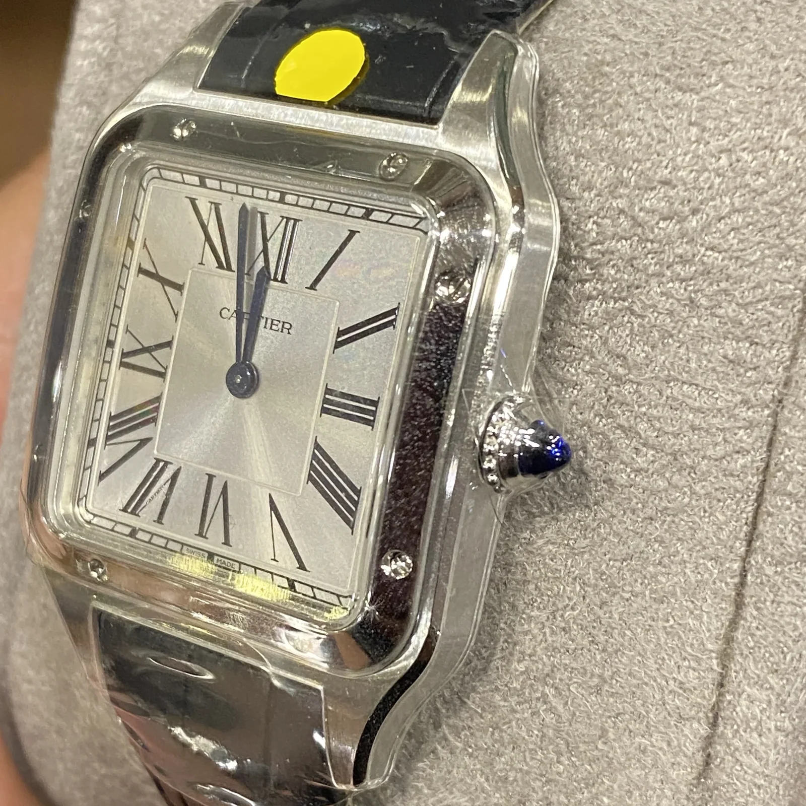 Thumb Santos Dumont Large Silver / Leather Strap