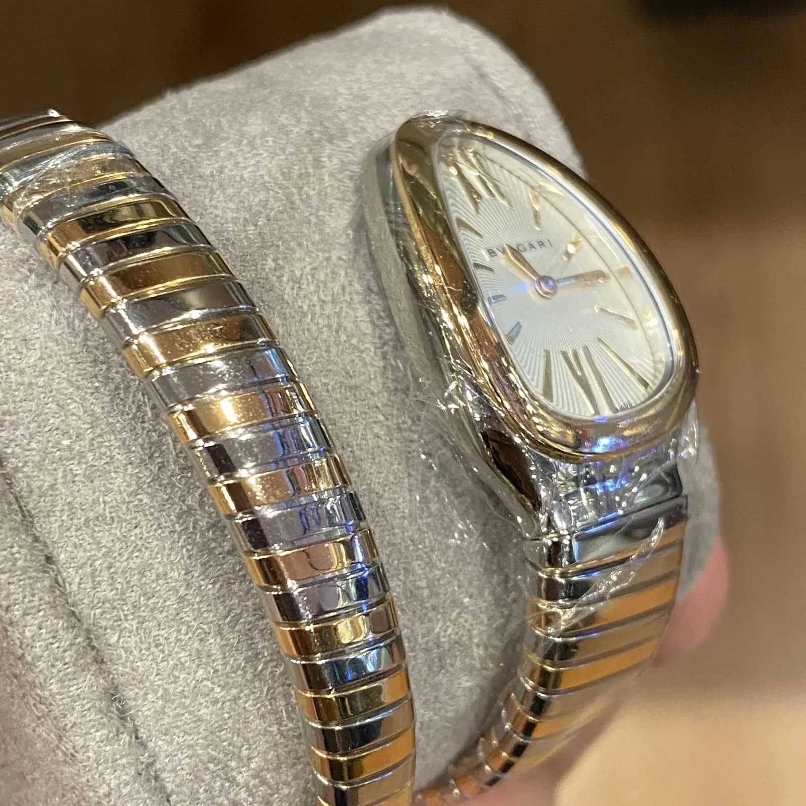 Thumb Serpenti Tubogas Stainless Steel - Rose Gold Quartz / Silver
