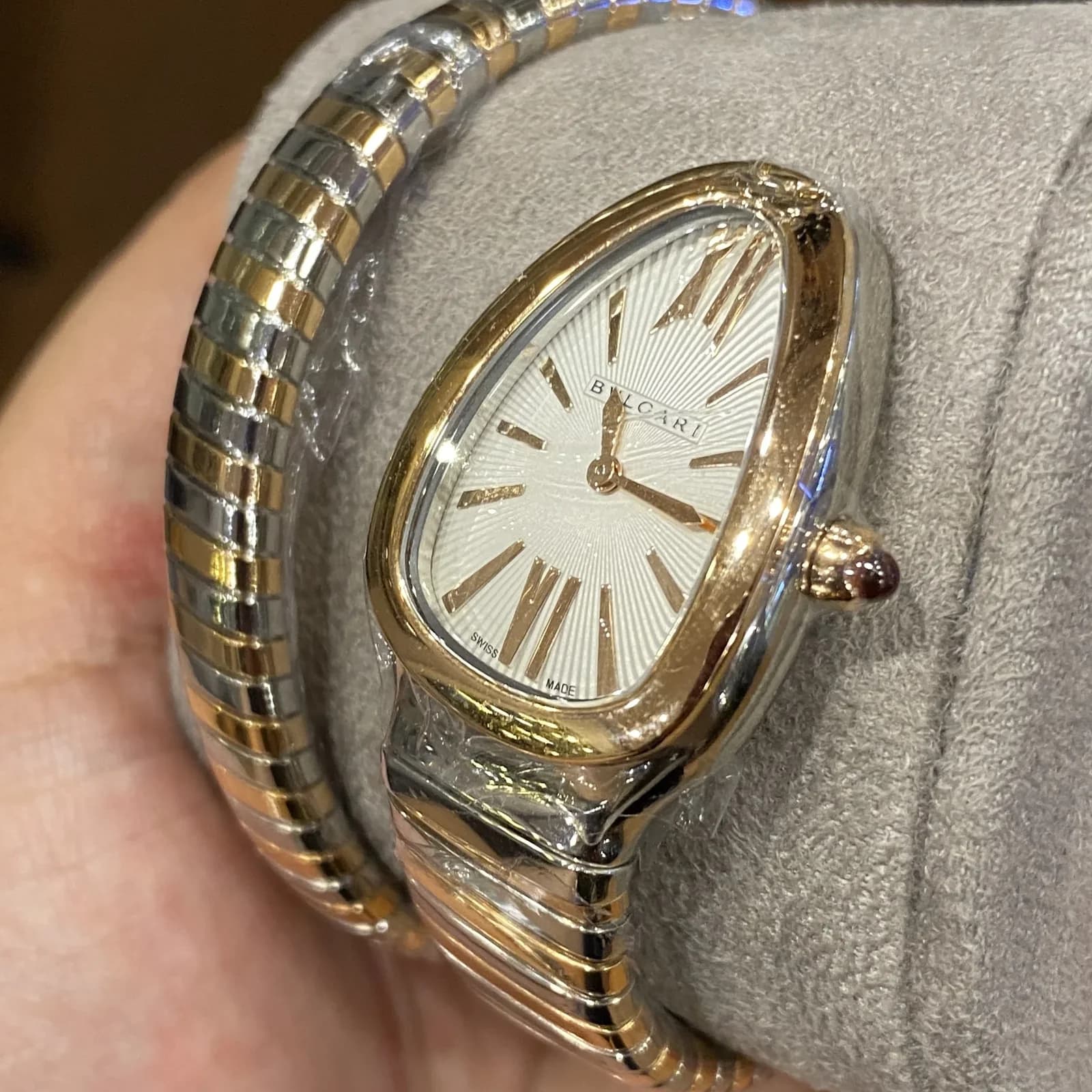 Thumb Serpenti Tubogas Stainless Steel - Rose Gold Quartz / Silver