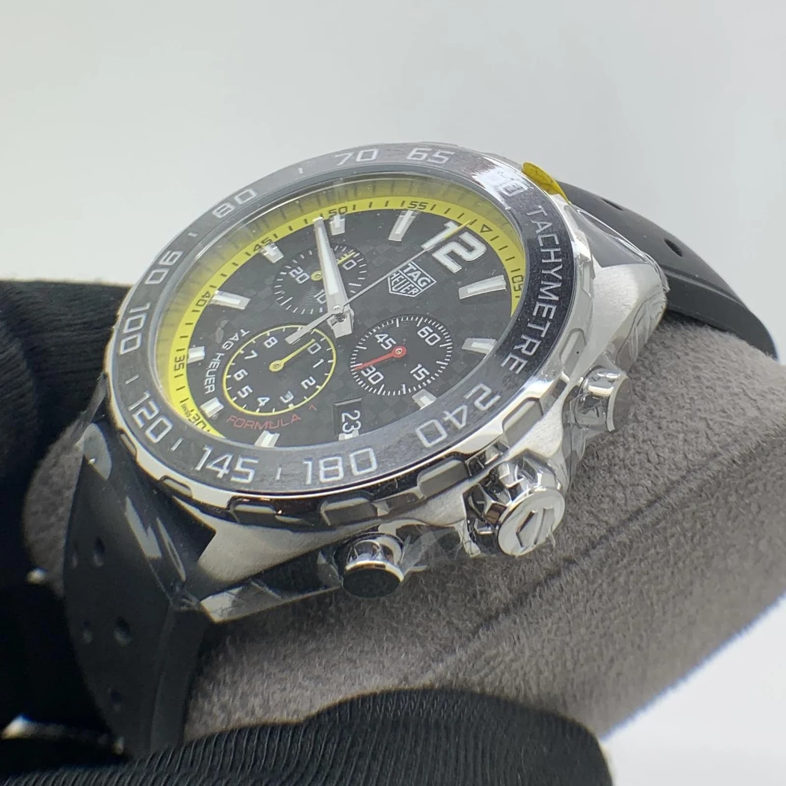 Thumb Formula 1 Chronograph Quartz Stainless Steel / Carbon - Yellow / Bracelet