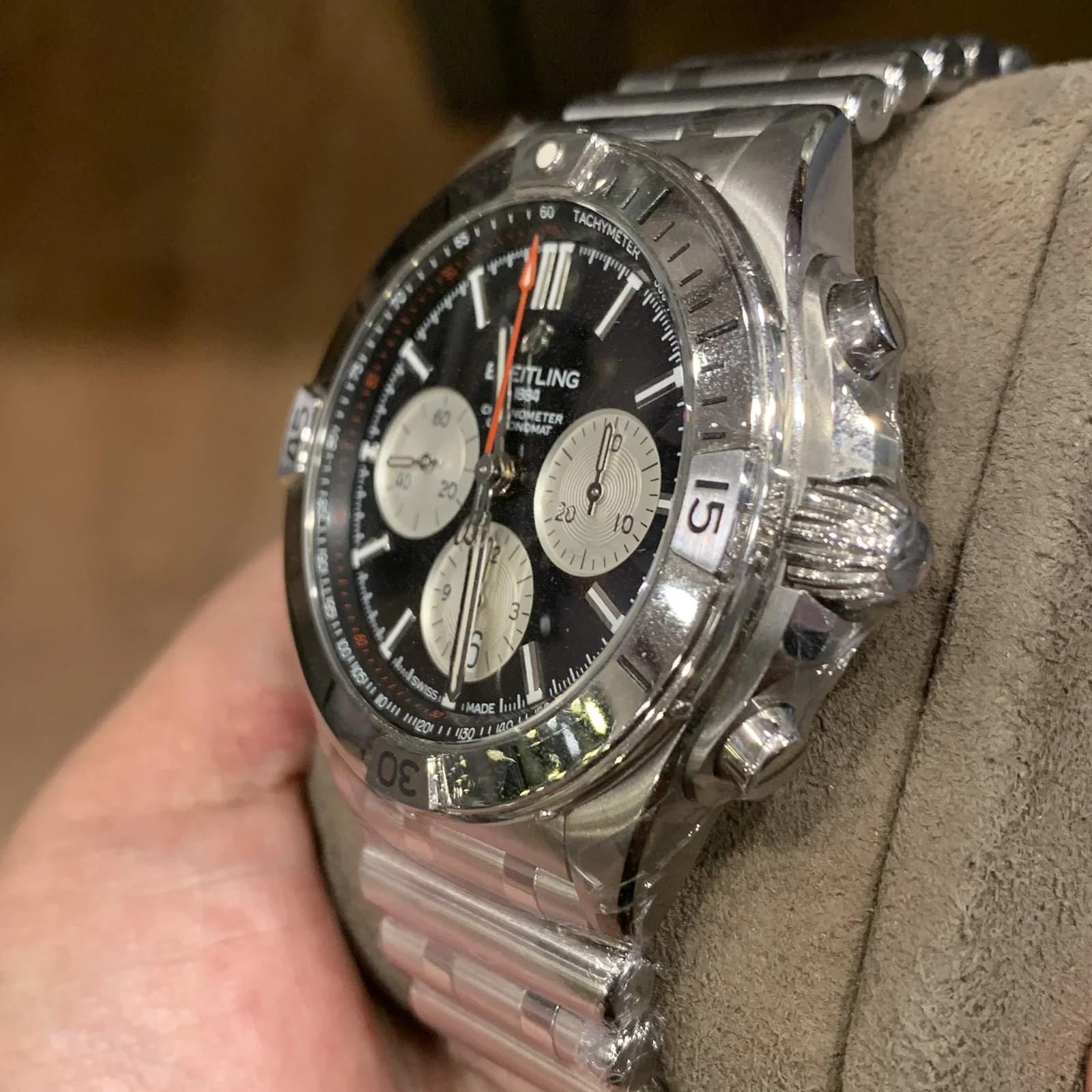 Thumb Chronomat B01 42 Stainless Steel / Black / Rouleaux