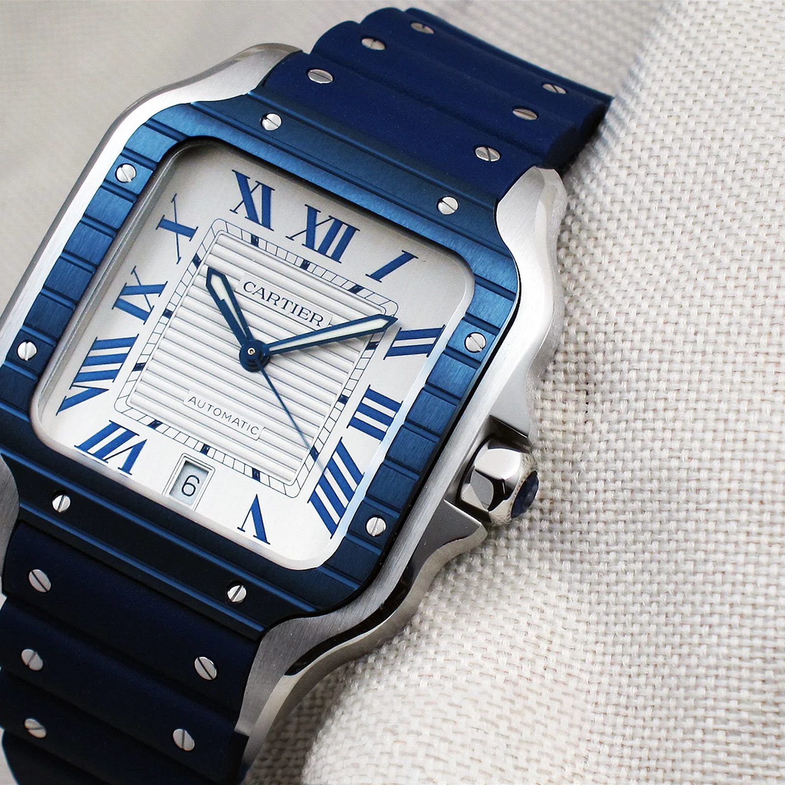 Thumb Santos White Blue PVD Large Automatic
