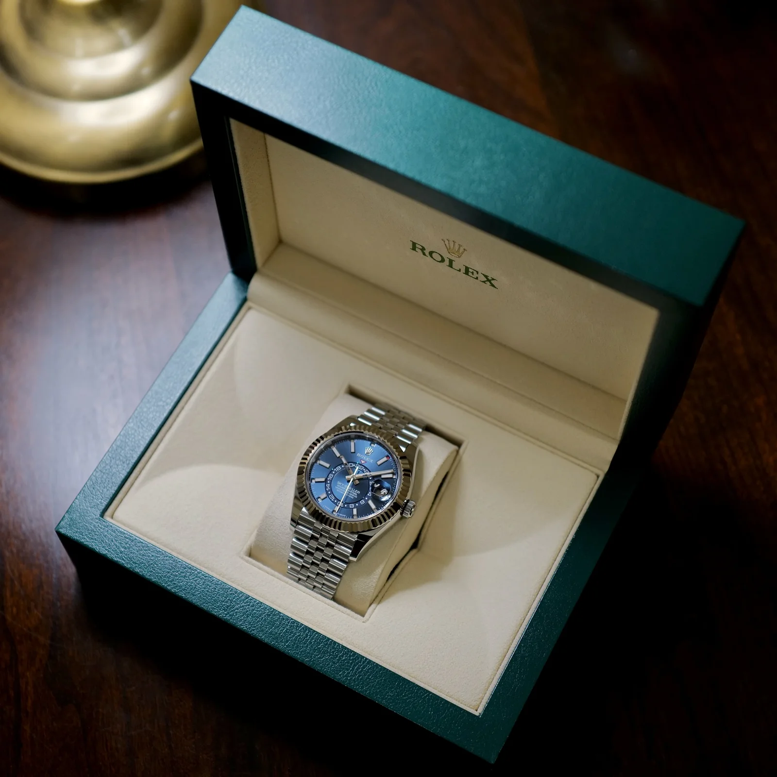 Thumb Sky-Dweller Stainless Steel - White Gold / Blue / Jubilee