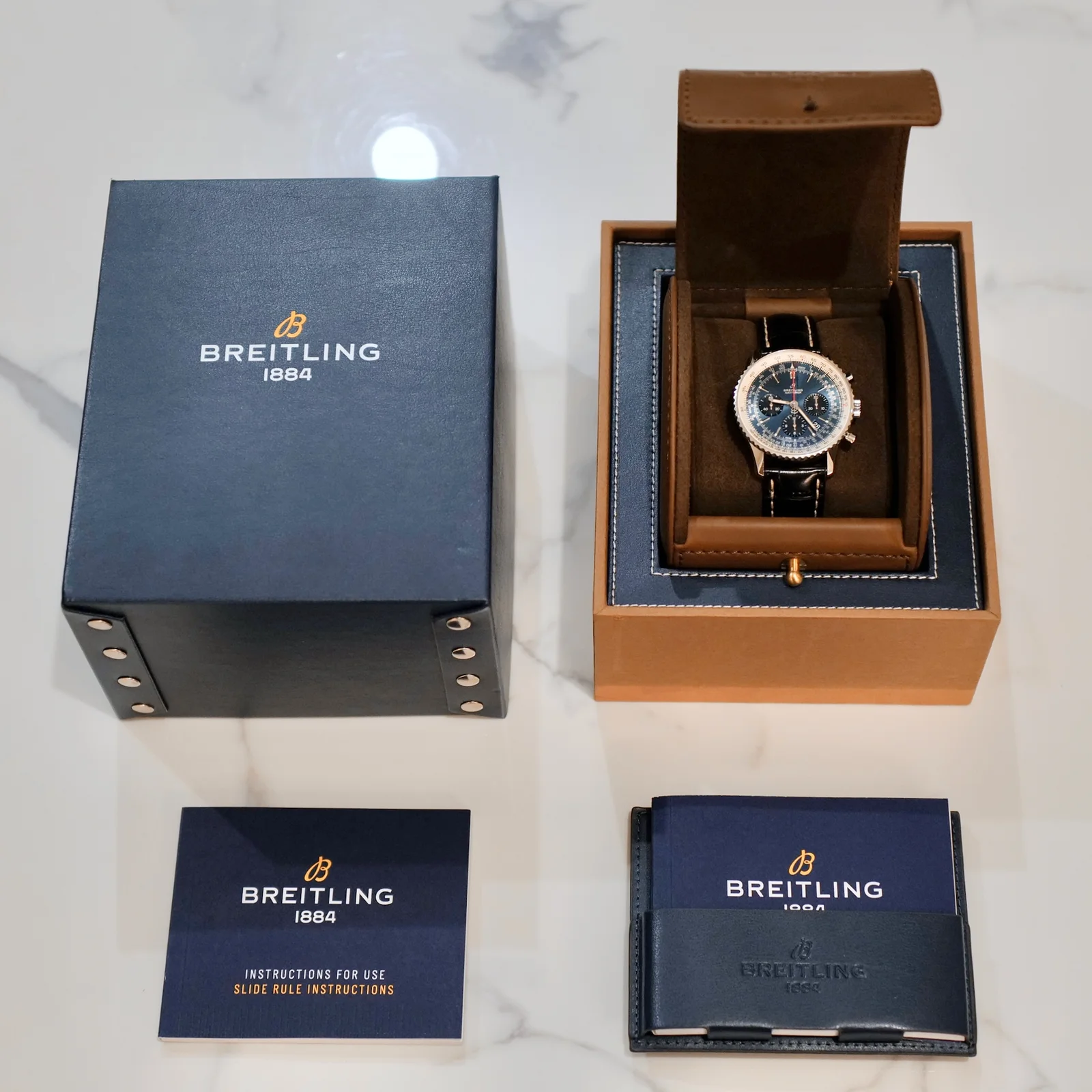Thumb Navitimer 1 B01 Chronograph 43 Stainless Steel / Blue / Croco / Pin