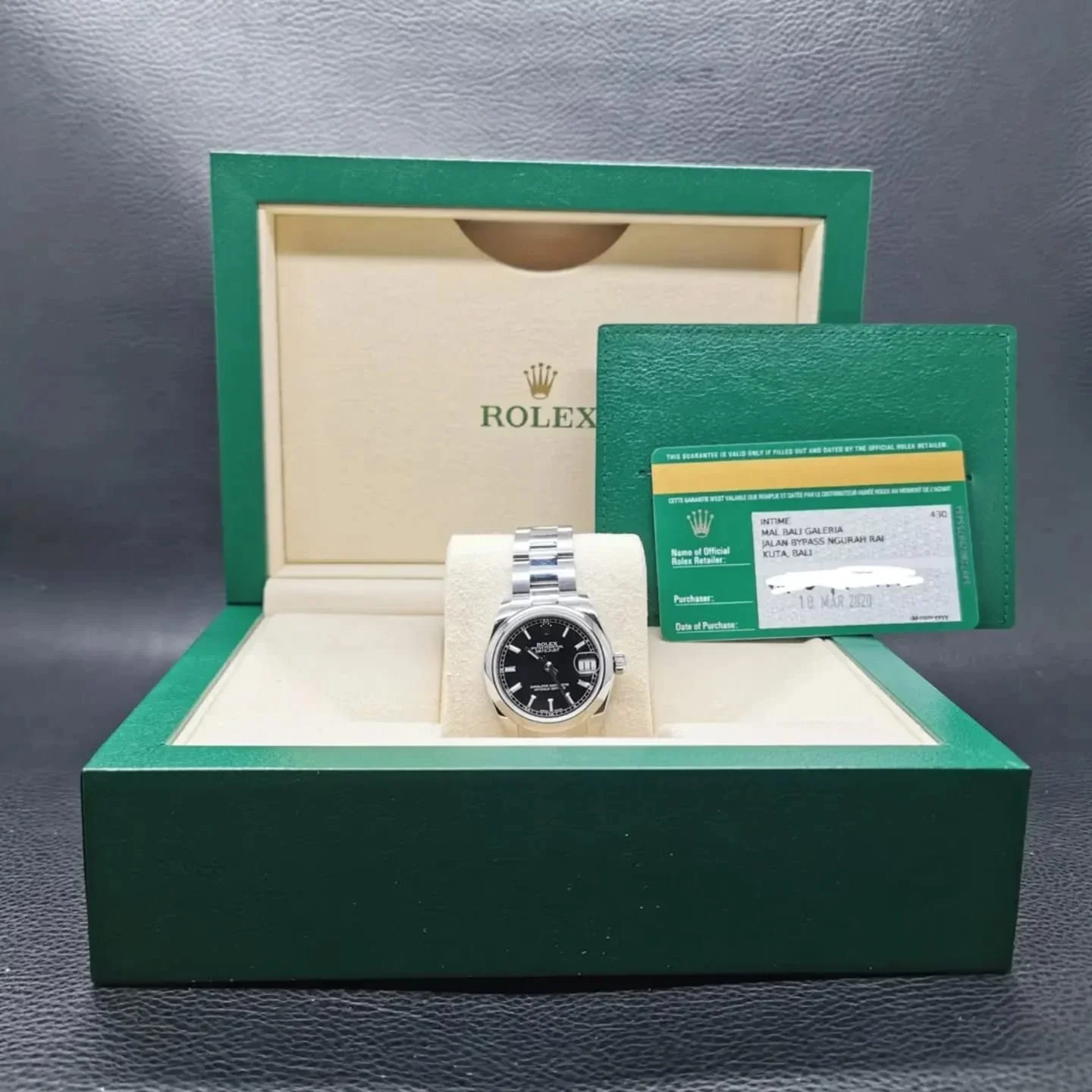 Thumb Datejust 31 Stainless Steel Domed / Oyster / Black