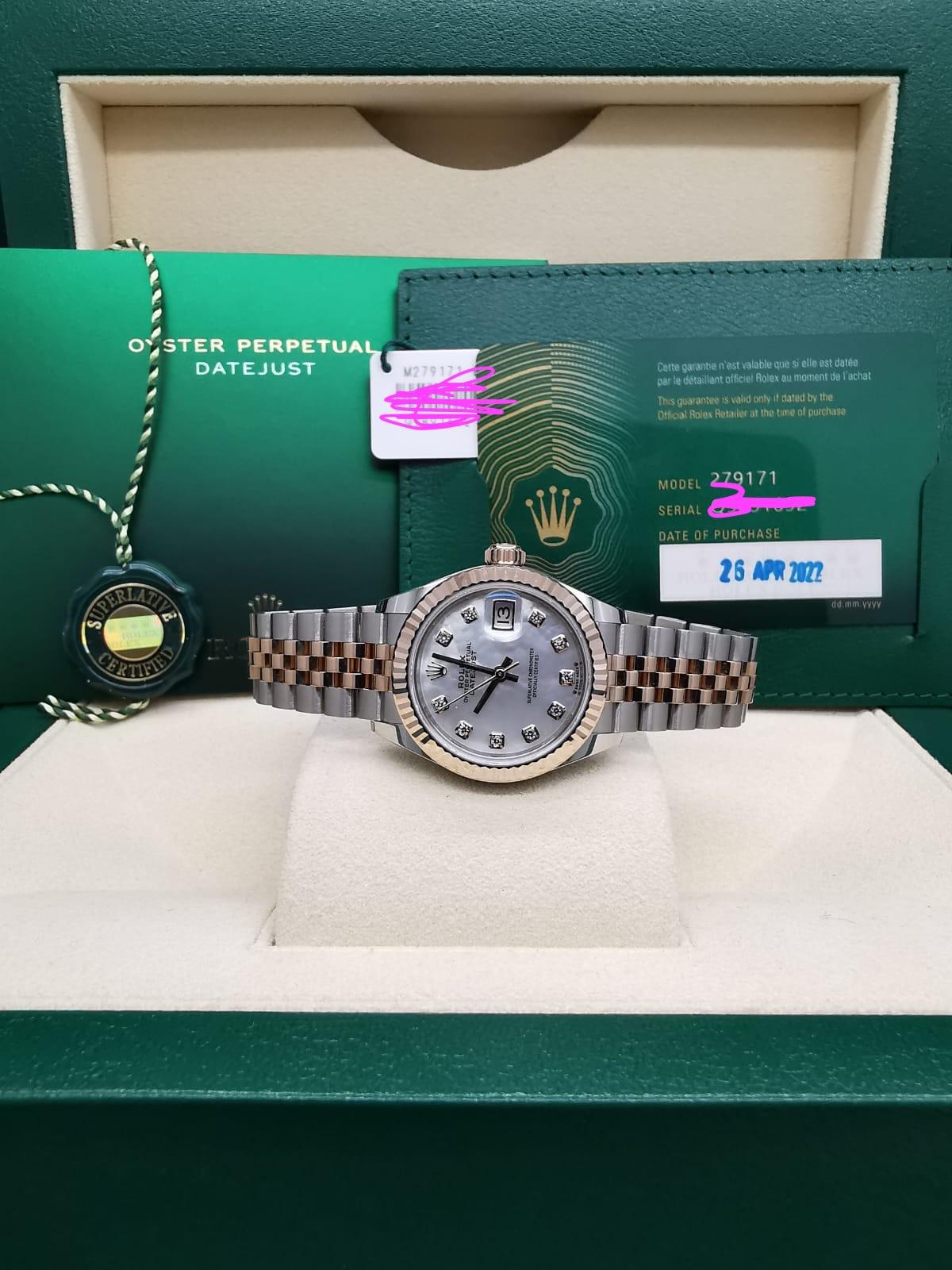 Thumb Lady-Datejust 28 Rolesor Rose Fluted / Jubilee / MOP