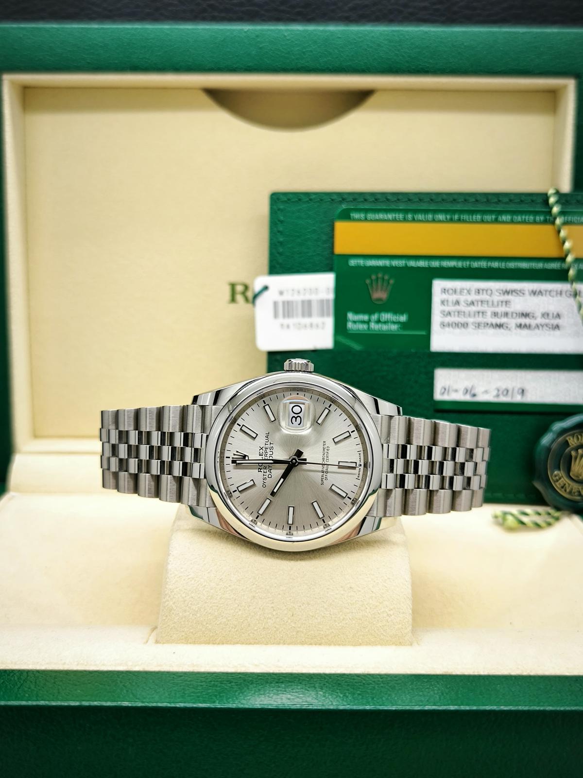 Thumb Datejust 36 Stainless Steel / Domed / Silver / Jubilee