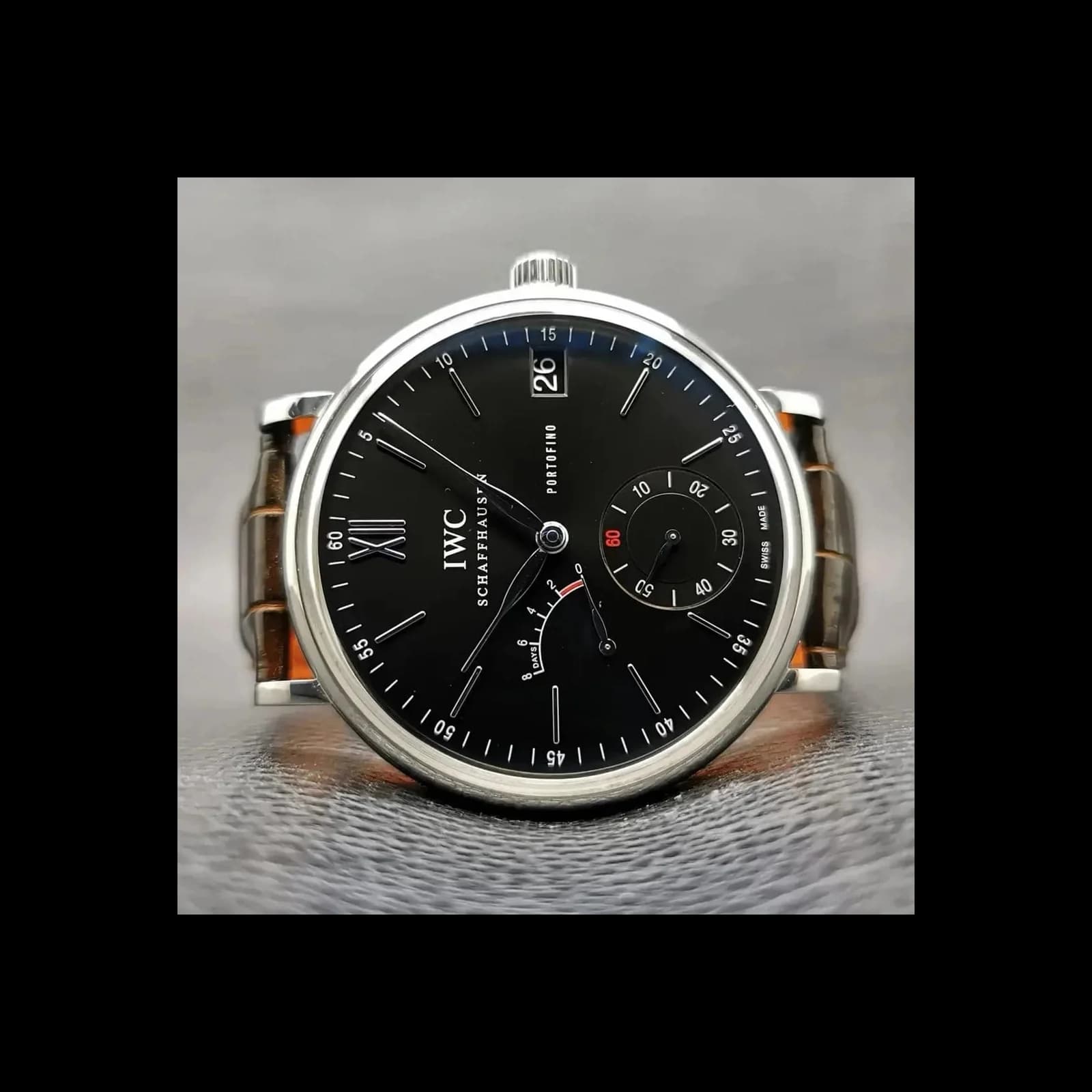 Thumb Portofino Hand-Wound Eight Days Stainless Steel / Black