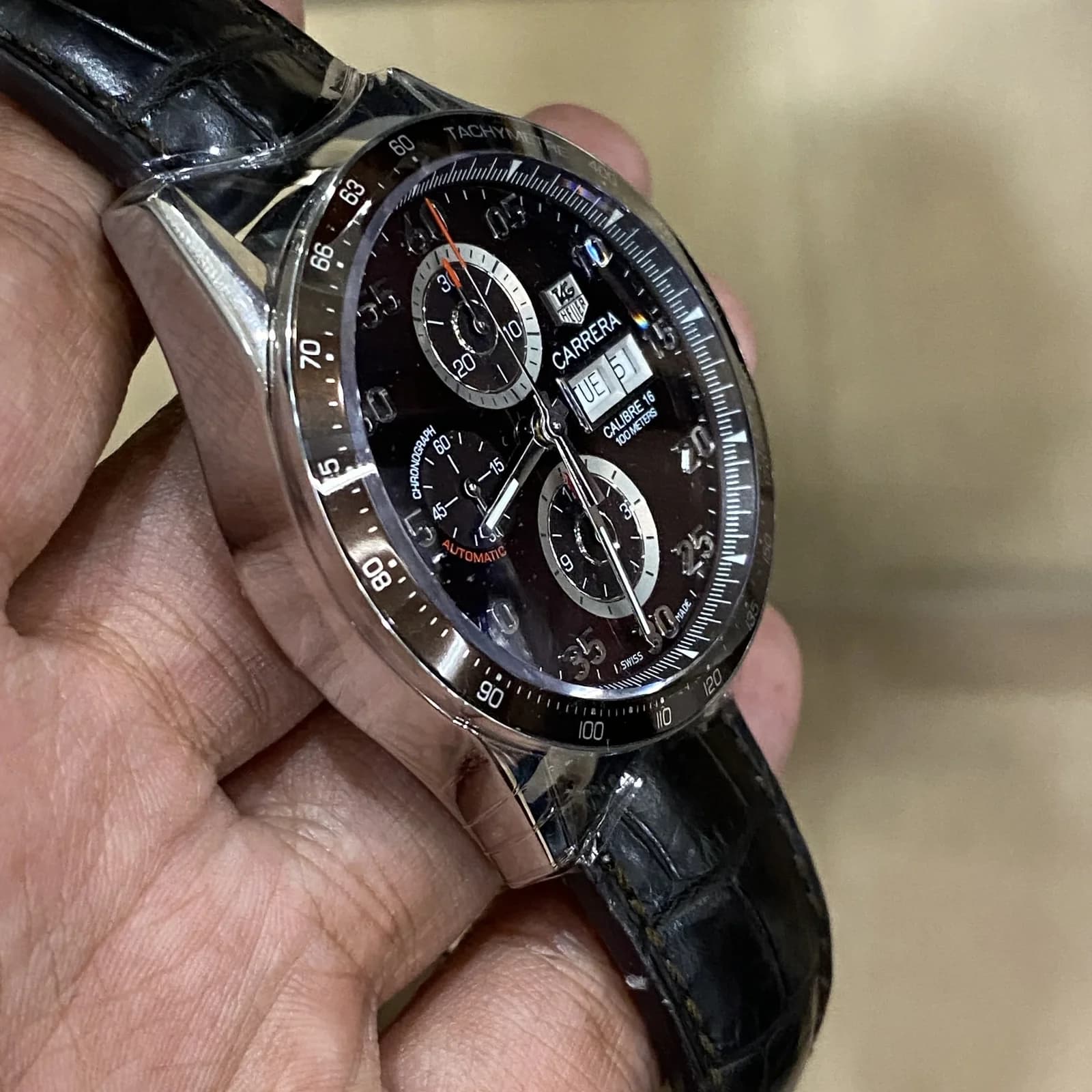 Thumb Carrera Calibre 16 Day Date 43 Stainless Steel / Brown / Alligator