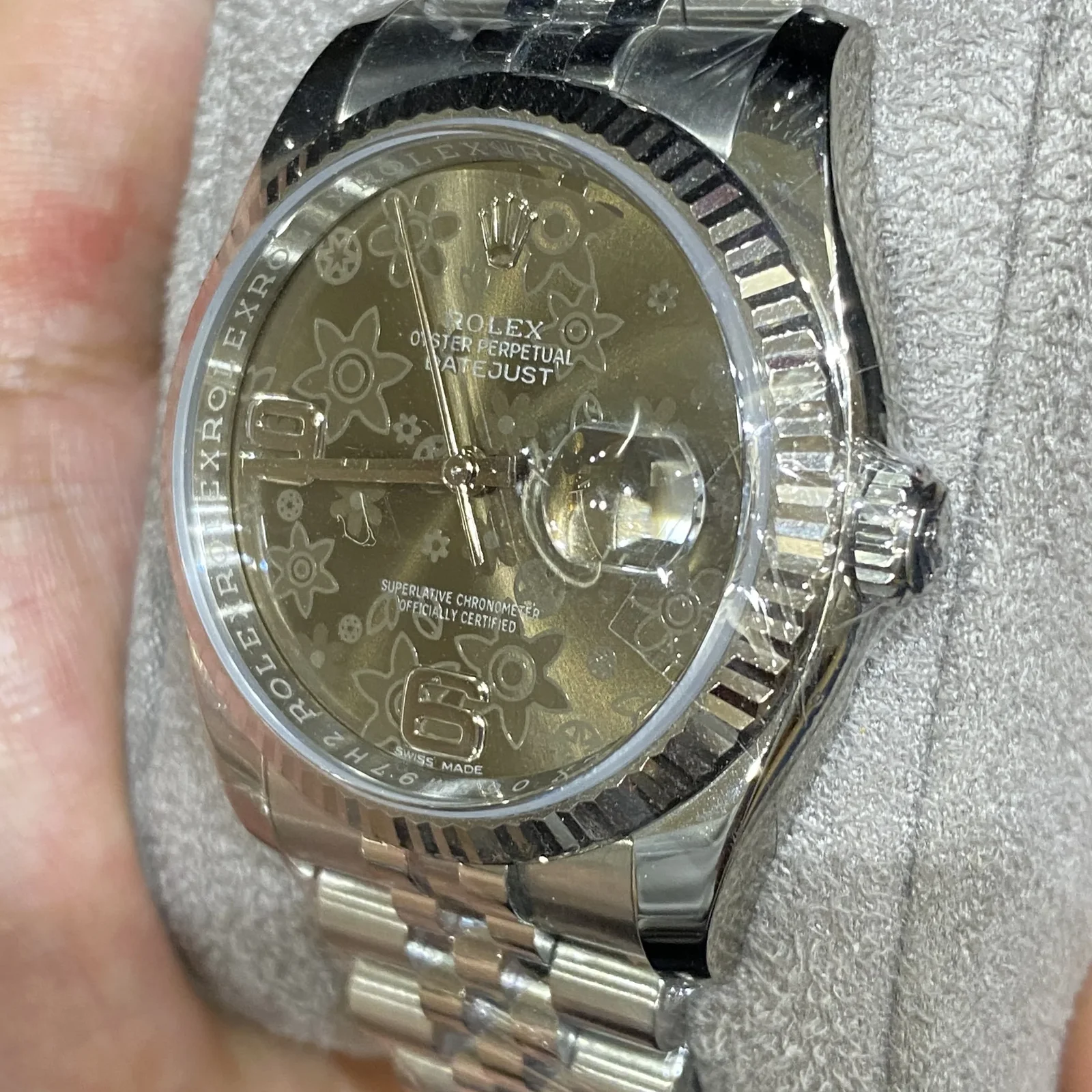 Thumb Datejust 36 Stainless Steel Fluted / Jubilee / Chocolate Floral