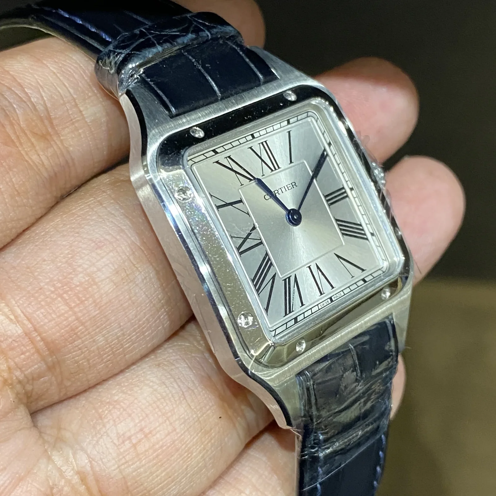 Thumb Santos Dumont Large / Blue Alligator Strap