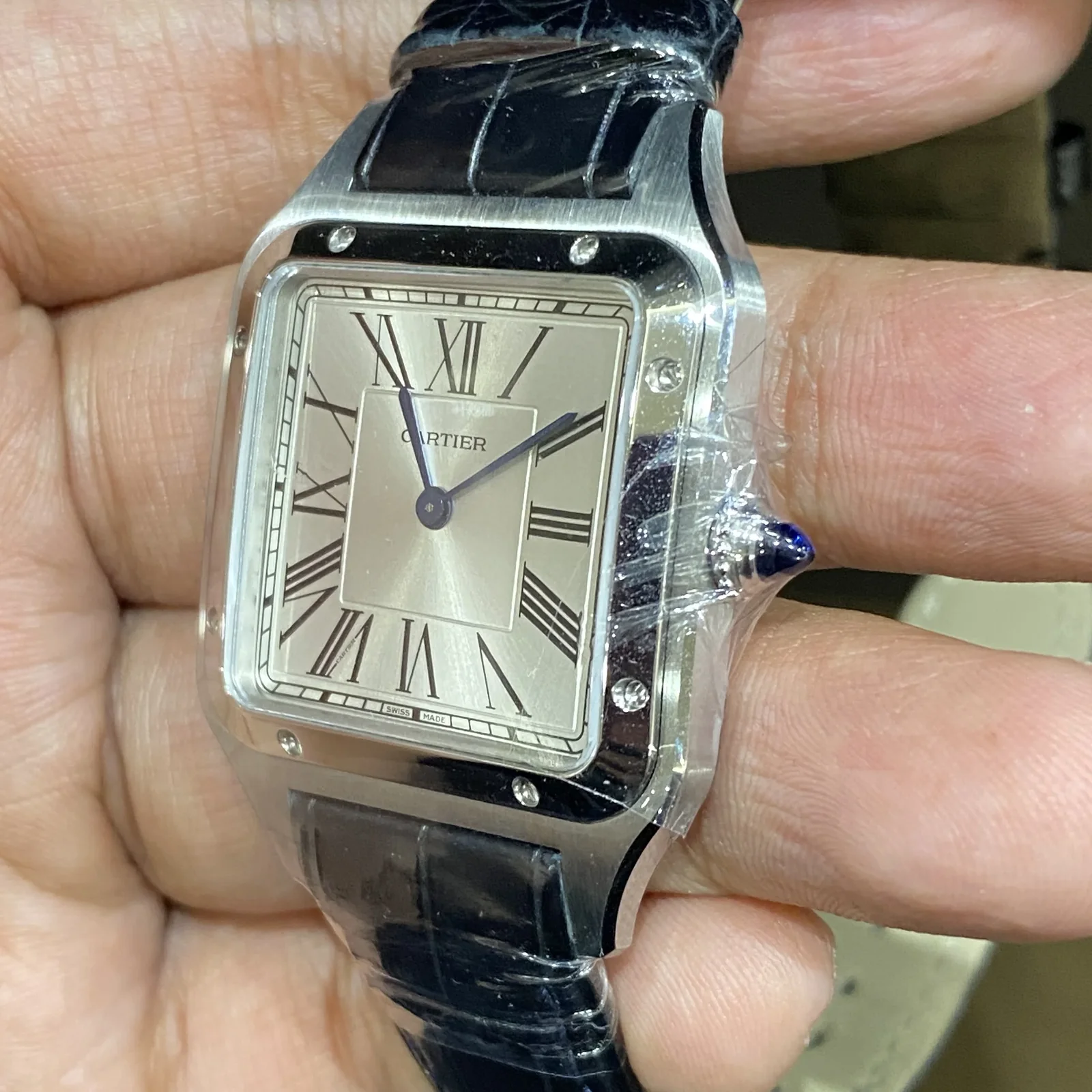 Thumb Santos Dumont Large / Blue Alligator Strap