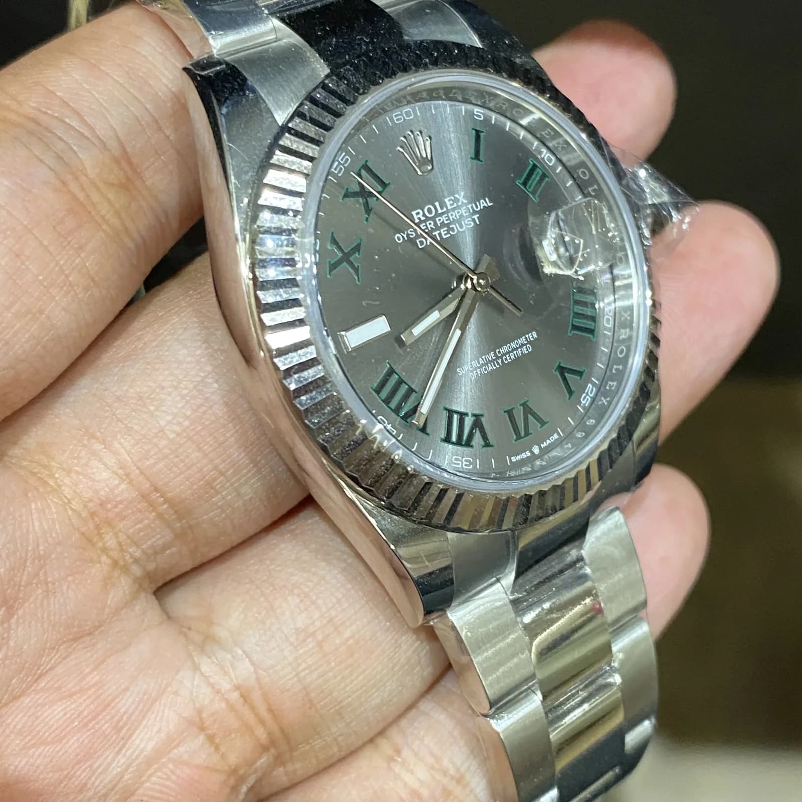 Thumb Datejust 41 Stainless Steel Fluted / Slate - Roman / Oyster